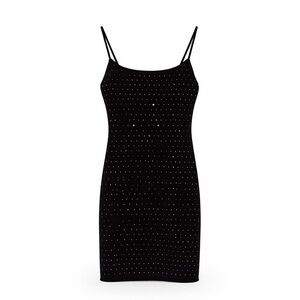 Windsor Black Mini Dress with Silver Studs